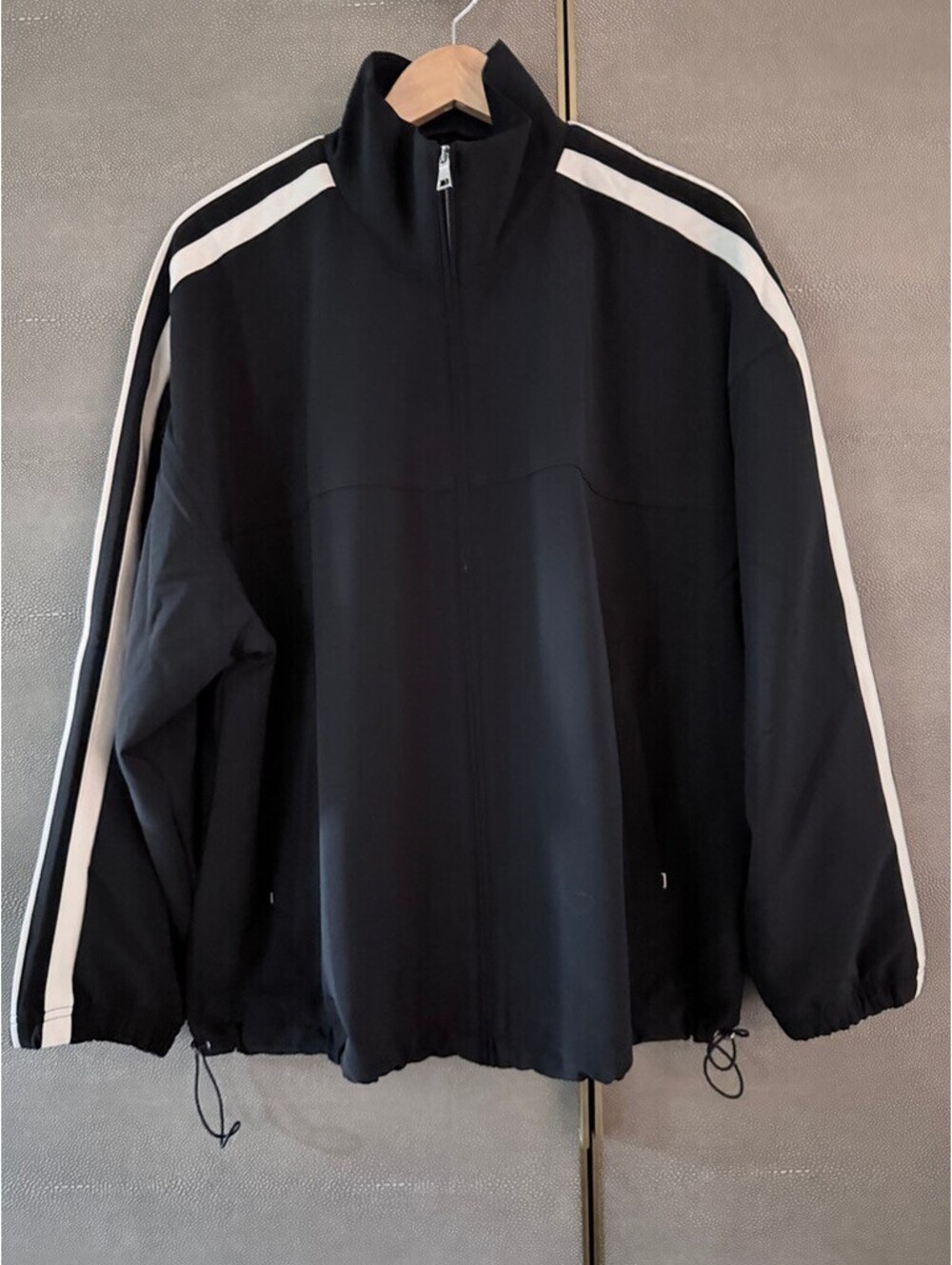 Athleta MVP Track Jacket Black with White Stripes Size XL NWT